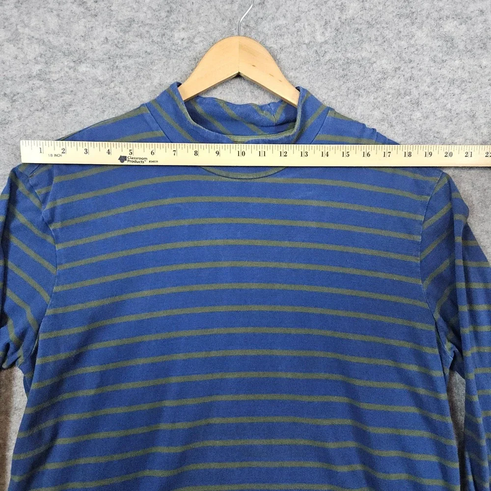 Bonobos Men's Blue/Green Striped Shirt Size M Long Sleeve 100% Cotton High‎ Neck